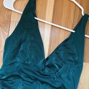 Dress Forum Green Sparkly V-neck Midi Dress